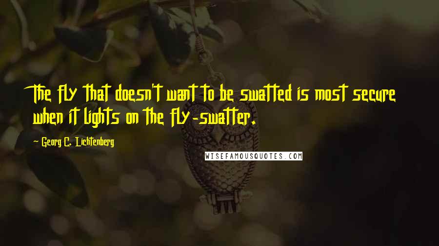 Georg C. Lichtenberg Quotes: The fly that doesn't want to be swatted is most secure when it lights on the fly-swatter.