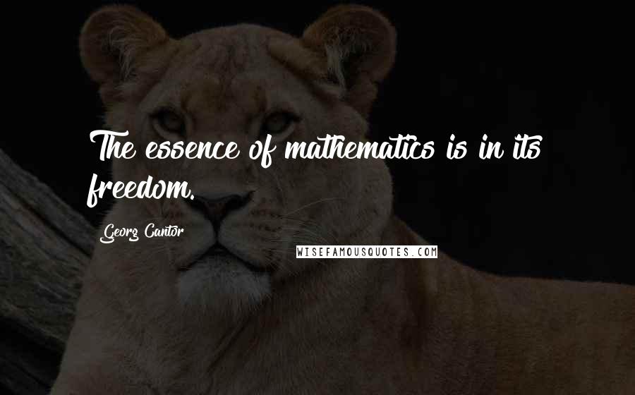 Georg Cantor Quotes: The essence of mathematics is in its freedom.