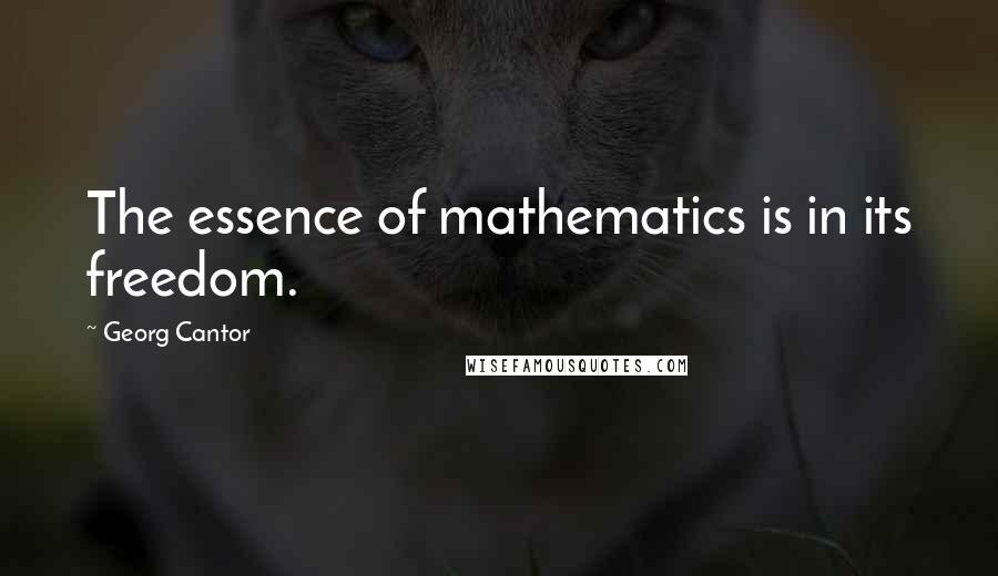 Georg Cantor Quotes: The essence of mathematics is in its freedom.