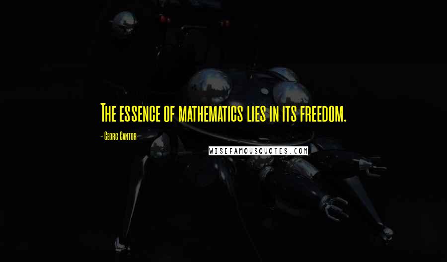 Georg Cantor Quotes: The essence of mathematics lies in its freedom.