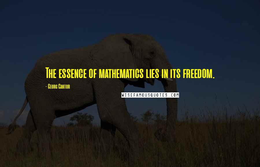 Georg Cantor Quotes: The essence of mathematics lies in its freedom.