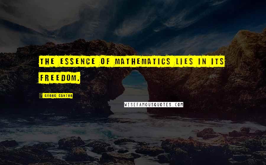Georg Cantor Quotes: The essence of mathematics lies in its freedom.