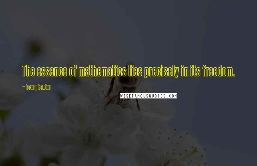 Georg Cantor Quotes: The essence of mathematics lies precisely in its freedom.