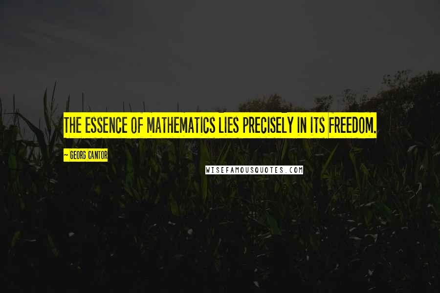 Georg Cantor Quotes: The essence of mathematics lies precisely in its freedom.