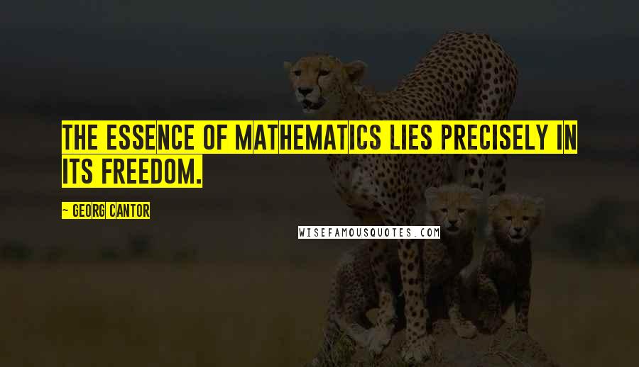 Georg Cantor Quotes: The essence of mathematics lies precisely in its freedom.