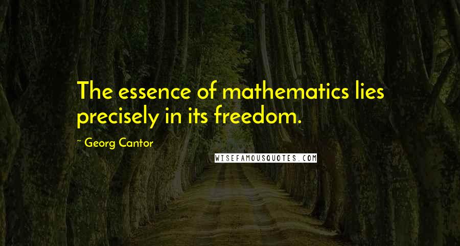 Georg Cantor Quotes: The essence of mathematics lies precisely in its freedom.