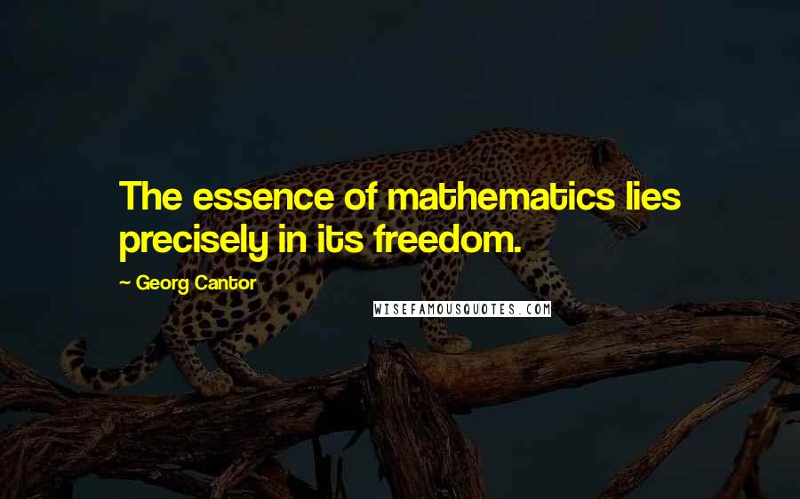 Georg Cantor Quotes: The essence of mathematics lies precisely in its freedom.