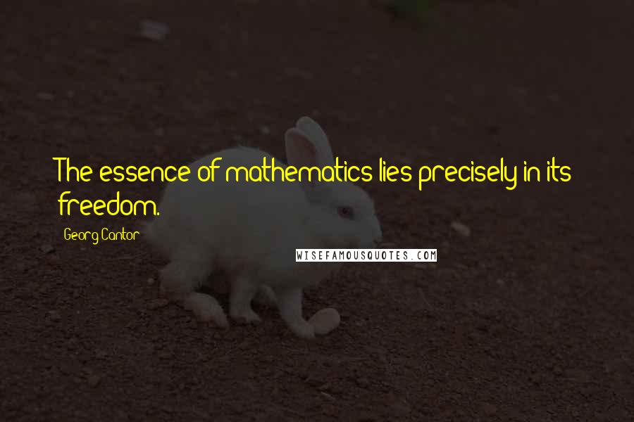 Georg Cantor Quotes: The essence of mathematics lies precisely in its freedom.