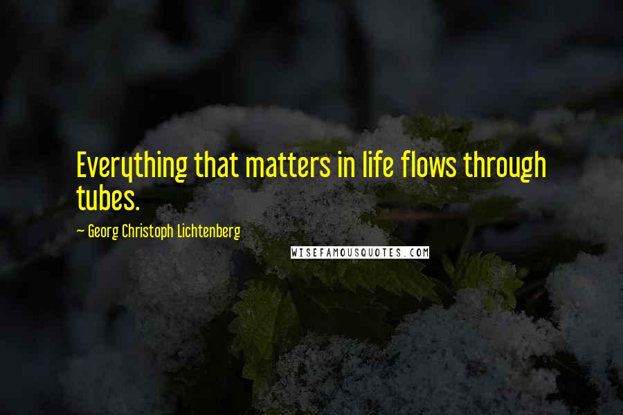 Georg Christoph Lichtenberg Quotes: Everything that matters in life flows through tubes.