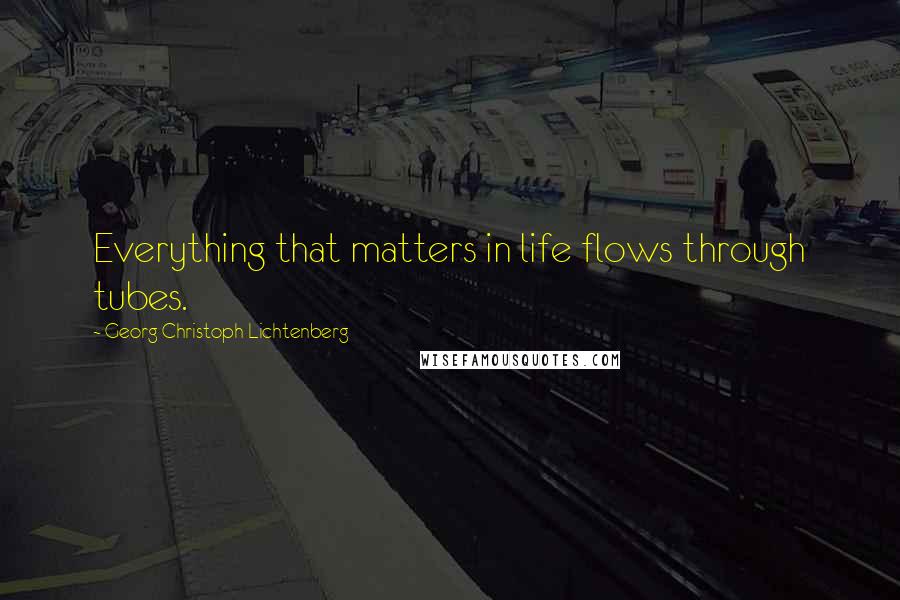 Georg Christoph Lichtenberg Quotes: Everything that matters in life flows through tubes.