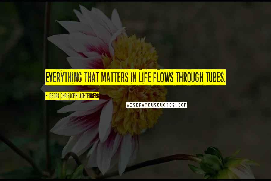 Georg Christoph Lichtenberg Quotes: Everything that matters in life flows through tubes.