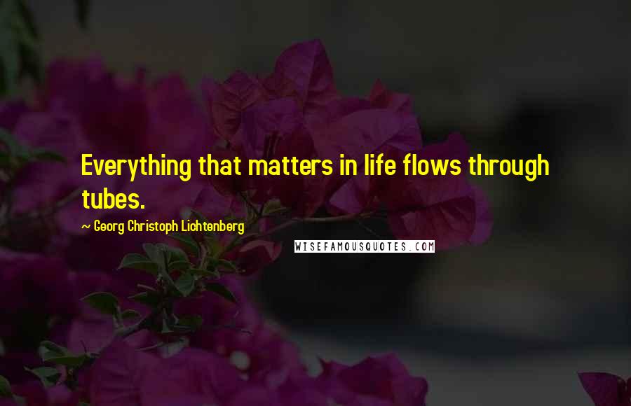 Georg Christoph Lichtenberg Quotes: Everything that matters in life flows through tubes.