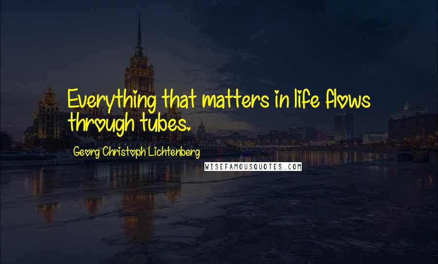 Georg Christoph Lichtenberg Quotes: Everything that matters in life flows through tubes.