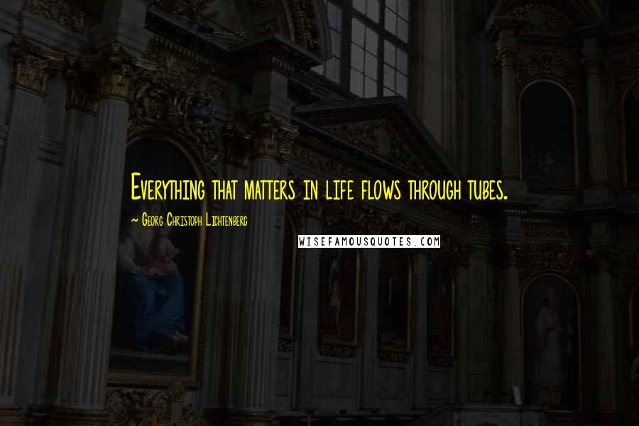 Georg Christoph Lichtenberg Quotes: Everything that matters in life flows through tubes.