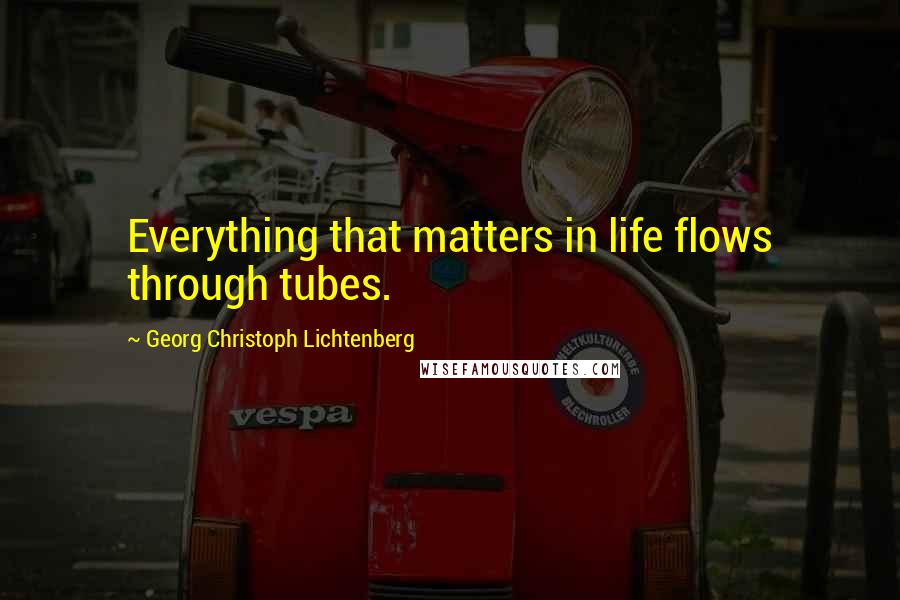 Georg Christoph Lichtenberg Quotes: Everything that matters in life flows through tubes.
