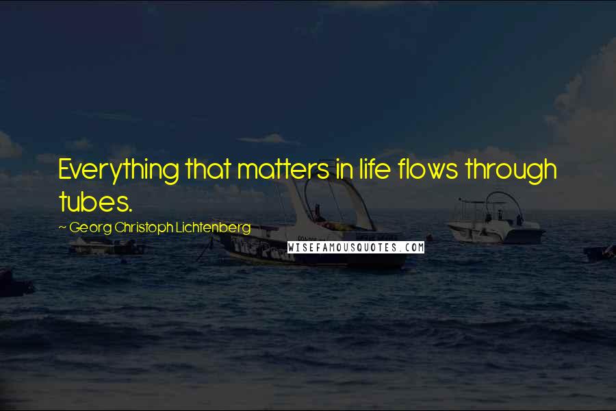 Georg Christoph Lichtenberg Quotes: Everything that matters in life flows through tubes.