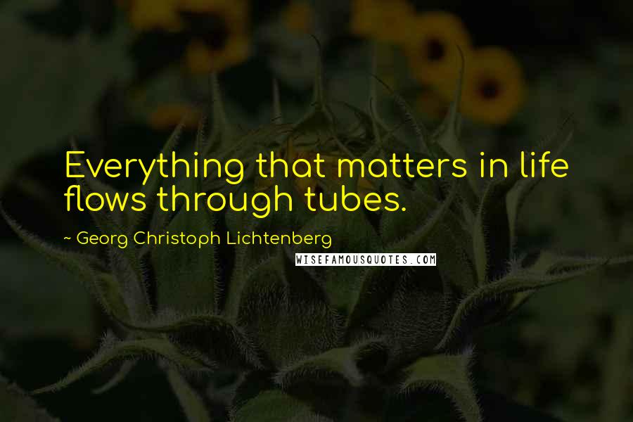 Georg Christoph Lichtenberg Quotes: Everything that matters in life flows through tubes.