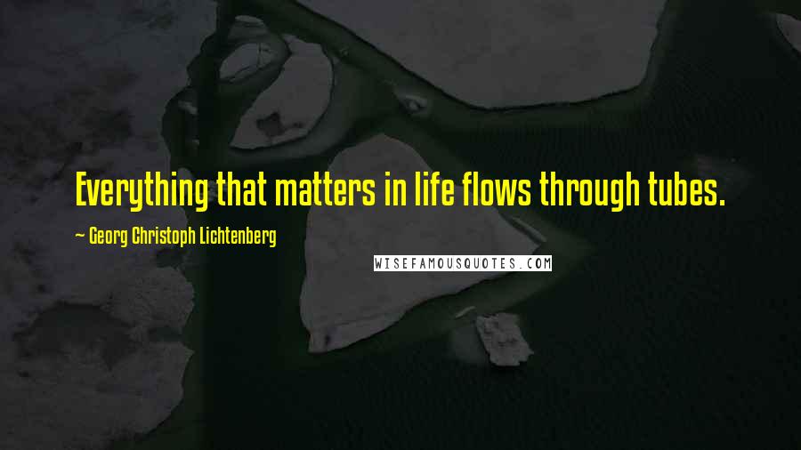 Georg Christoph Lichtenberg Quotes: Everything that matters in life flows through tubes.