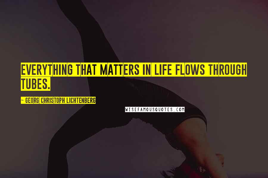 Georg Christoph Lichtenberg Quotes: Everything that matters in life flows through tubes.