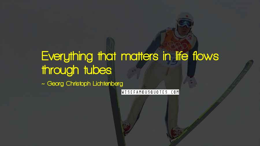 Georg Christoph Lichtenberg Quotes: Everything that matters in life flows through tubes.