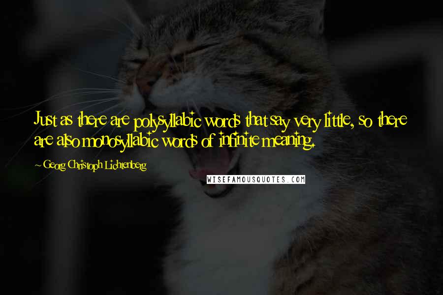 Georg Christoph Lichtenberg Quotes: Just as there are polysyllabic words that say very little, so there are also monosyllabic words of infinite meaning.