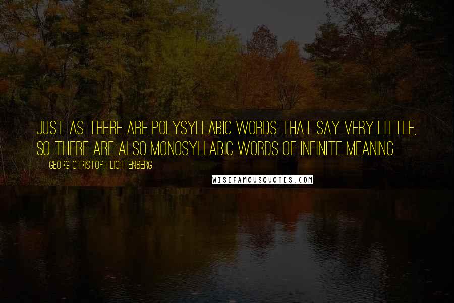 Georg Christoph Lichtenberg Quotes: Just as there are polysyllabic words that say very little, so there are also monosyllabic words of infinite meaning.