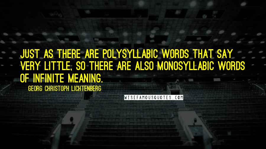 Georg Christoph Lichtenberg Quotes: Just as there are polysyllabic words that say very little, so there are also monosyllabic words of infinite meaning.