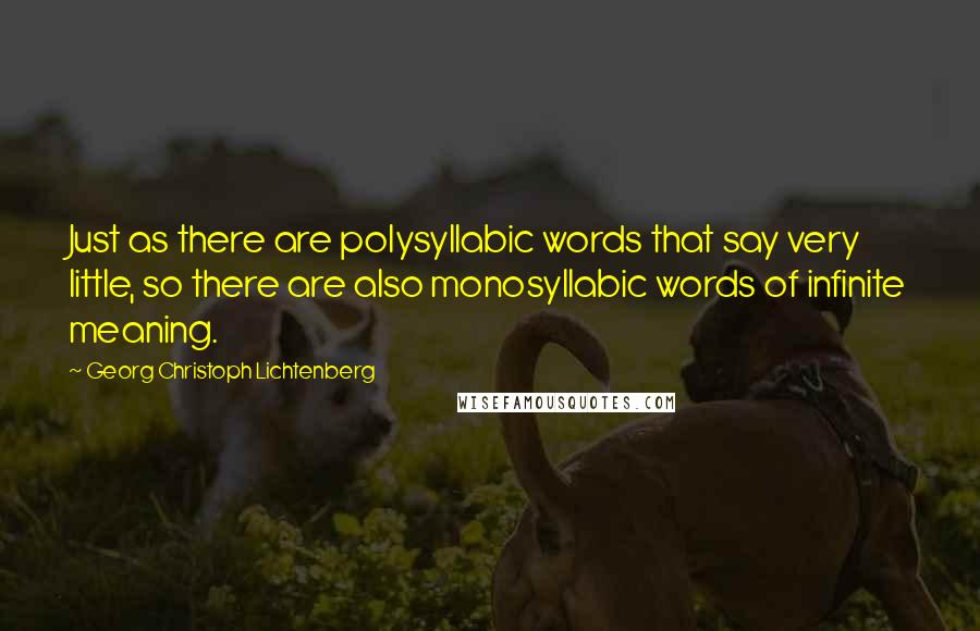 Georg Christoph Lichtenberg Quotes: Just as there are polysyllabic words that say very little, so there are also monosyllabic words of infinite meaning.