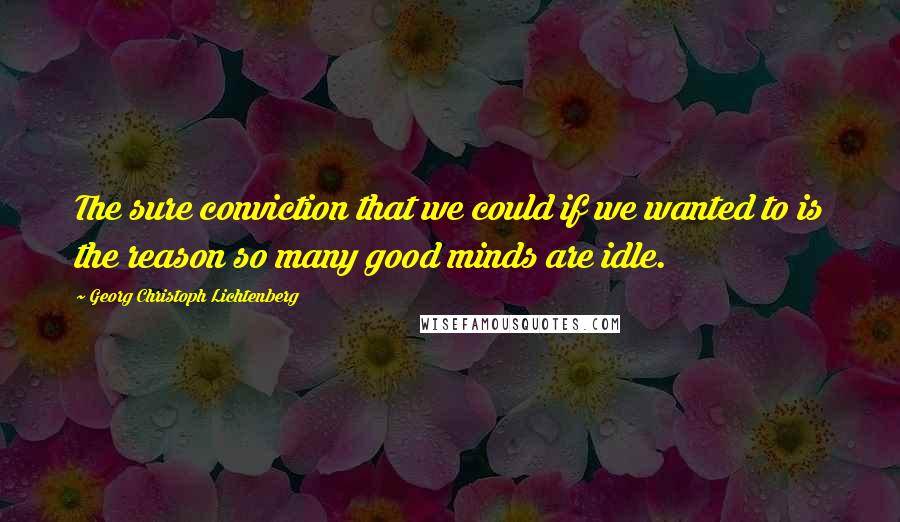 Georg Christoph Lichtenberg Quotes: The sure conviction that we could if we wanted to is the reason so many good minds are idle.