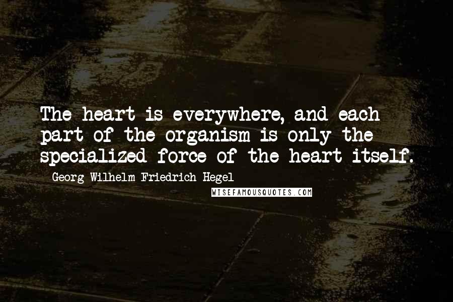 Georg Wilhelm Friedrich Hegel Quotes: The heart is everywhere, and each part of the organism is only the specialized force of the heart itself.