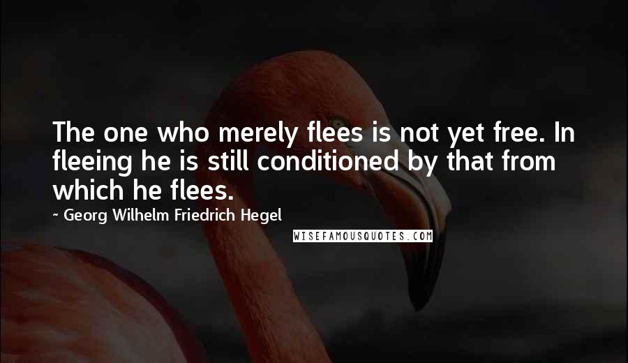 Georg Wilhelm Friedrich Hegel Quotes: The one who merely flees is not yet free. In fleeing he is still conditioned by that from which he flees.