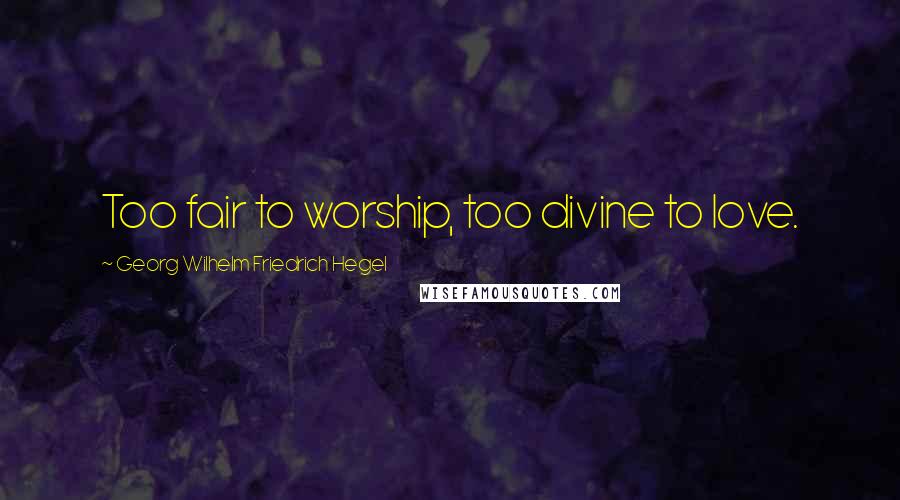 Georg Wilhelm Friedrich Hegel Quotes: Too fair to worship, too divine to love.