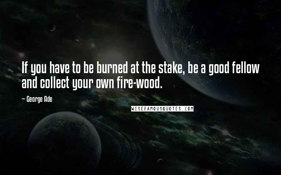 George Ade Quotes: If you have to be burned at the stake, be a good fellow and collect your own fire-wood.
