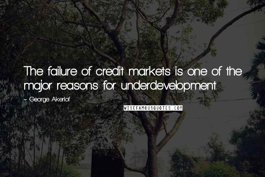 George Akerlof Quotes: The failure of credit markets is one of the major reasons for underdevelopment.