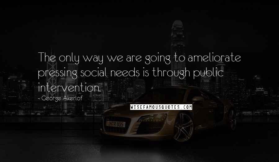 George Akerlof Quotes: The only way we are going to ameliorate pressing social needs is through public intervention.