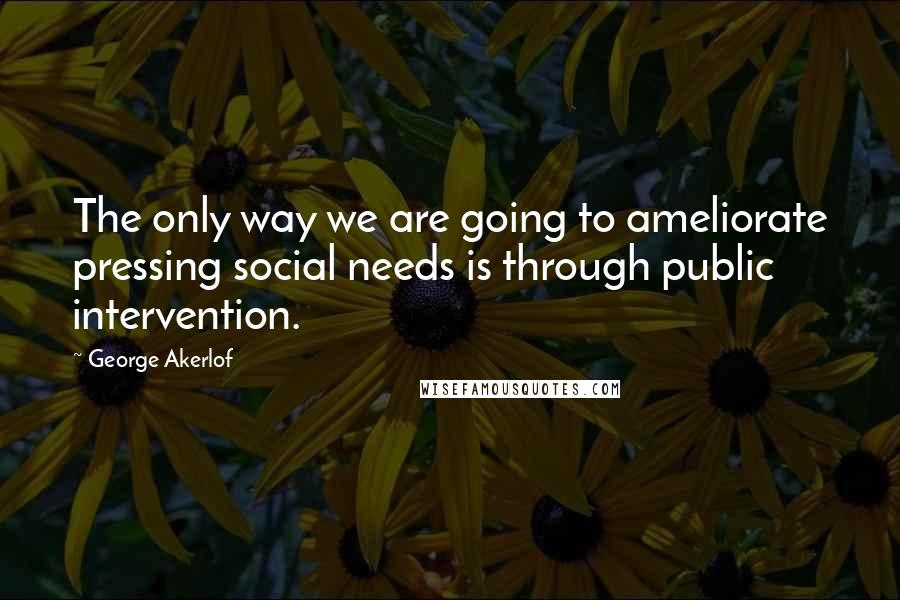 George Akerlof Quotes: The only way we are going to ameliorate pressing social needs is through public intervention.