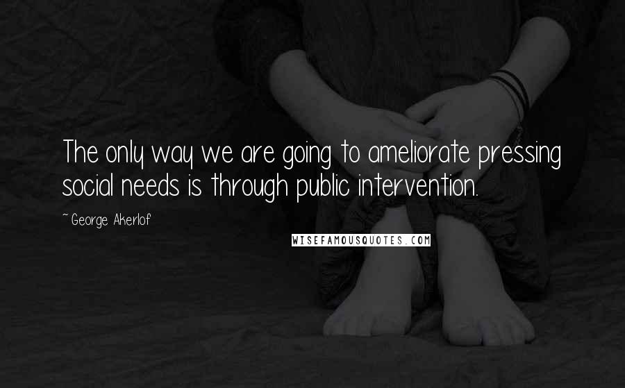 George Akerlof Quotes: The only way we are going to ameliorate pressing social needs is through public intervention.