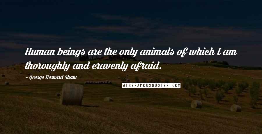 George Bernard Shaw Quotes: Human beings are the only animals of which I am thoroughly and cravenly afraid.