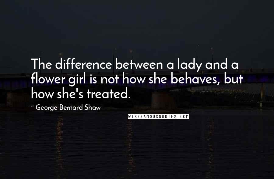 George Bernard Shaw Quotes: The difference between a lady and a flower girl is not how she behaves, but how she's treated.