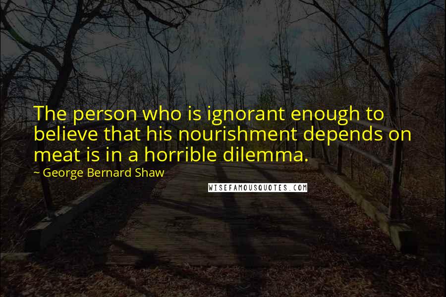 George Bernard Shaw Quotes: The person who is ignorant enough to believe that his nourishment depends on meat is in a horrible dilemma.