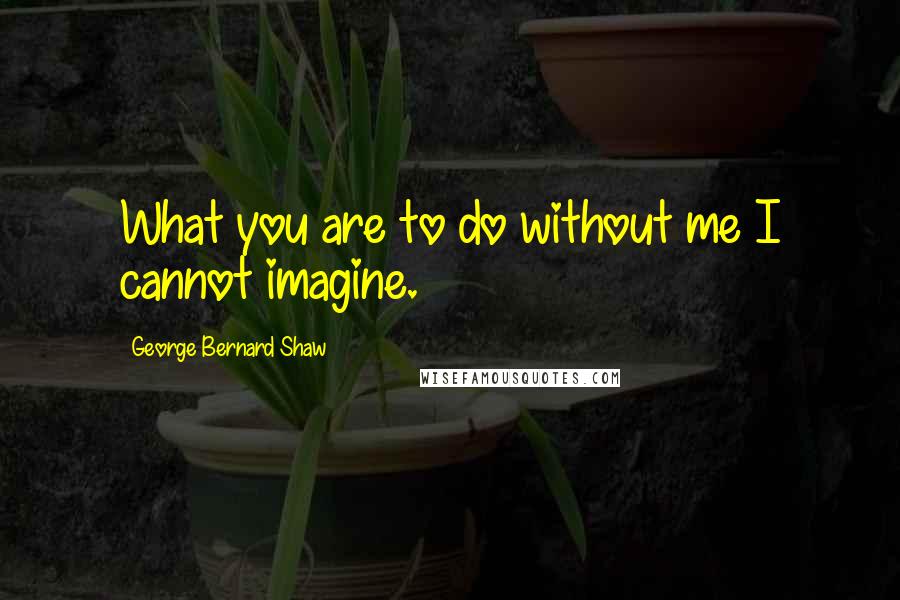 George Bernard Shaw Quotes: What you are to do without me I cannot imagine.