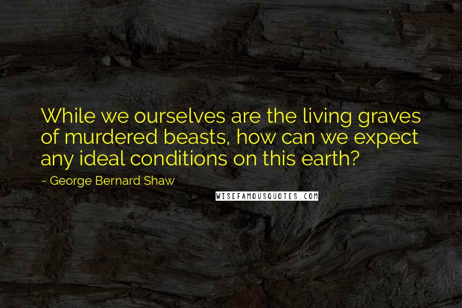 George Bernard Shaw Quotes: While we ourselves are the living graves of murdered beasts, how can we expect any ideal conditions on this earth?