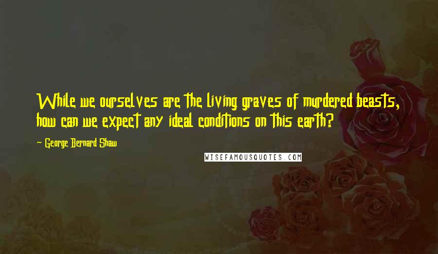 George Bernard Shaw Quotes: While we ourselves are the living graves of murdered beasts, how can we expect any ideal conditions on this earth?