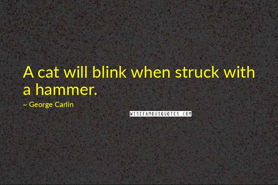 George Carlin Quotes: A cat will blink when struck with a hammer.