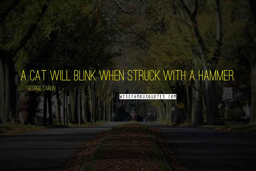 George Carlin Quotes: A cat will blink when struck with a hammer.