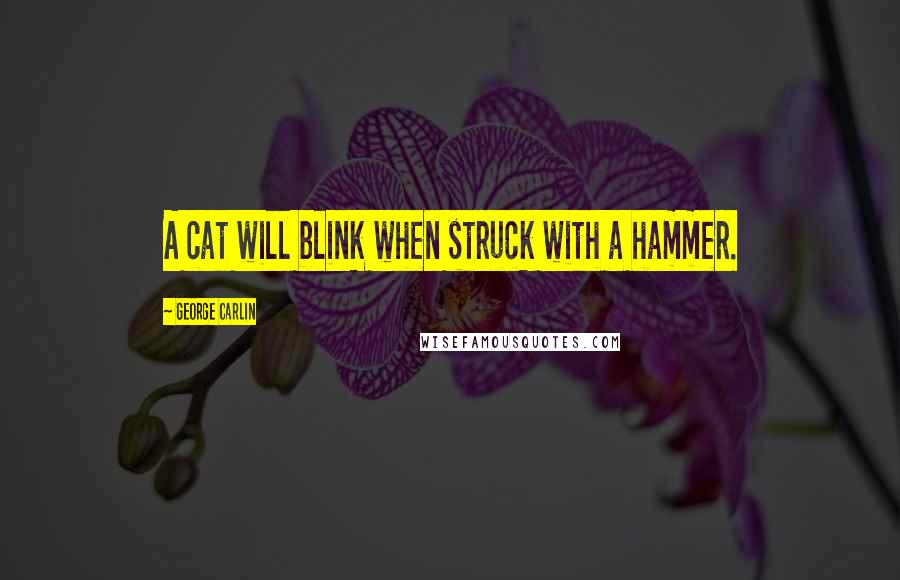 George Carlin Quotes: A cat will blink when struck with a hammer.