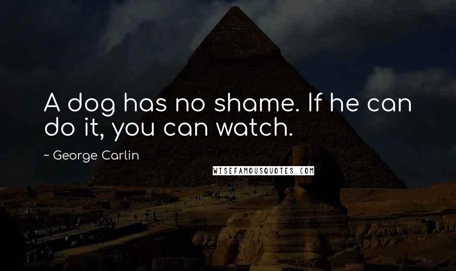 George Carlin Quotes: A dog has no shame. If he can do it, you can watch.
