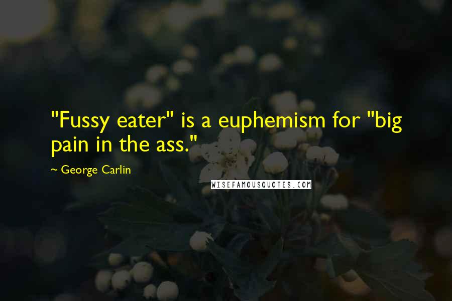 George Carlin Quotes: "Fussy eater" is a euphemism for "big pain in the ass."