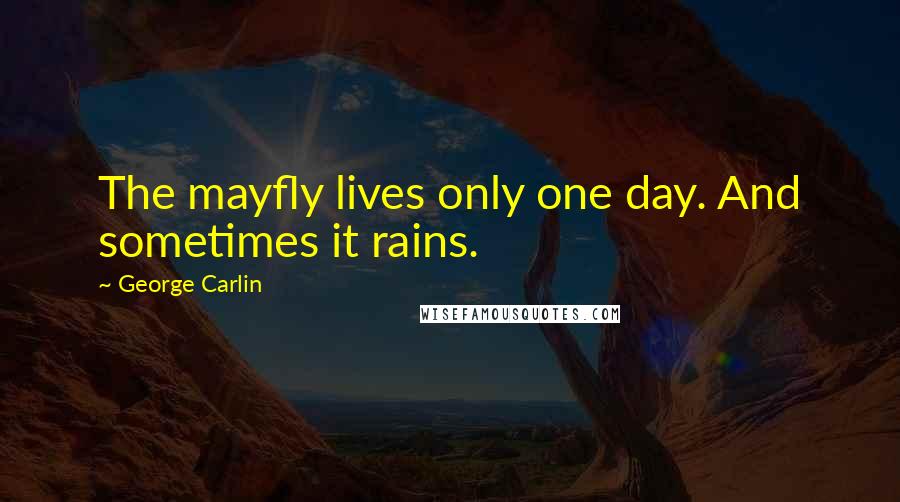 George Carlin Quotes: The mayfly lives only one day. And sometimes it rains.