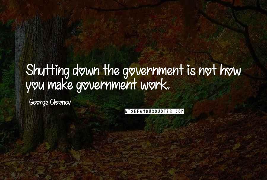 George Clooney Quotes: Shutting down the government is not how you make government work.